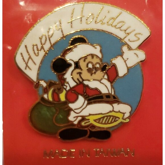 Disney Other - Vtg Disney Christmas Trading Pin Santa Mickey Mouse Enamel Happy Holidays 1996